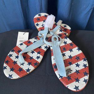 NWT- LANE BRYANT USA flag print Sandles